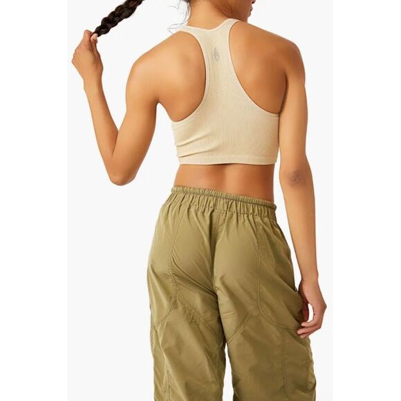 FP Movement Free Throw Metallic Sparkle Crop Tank in Sesame Size XS - Picture 2 of 6